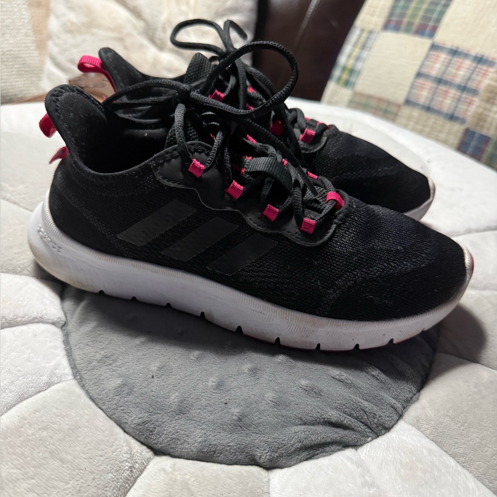 Adidas Black Sneakers with Pink Accents women’s size 8